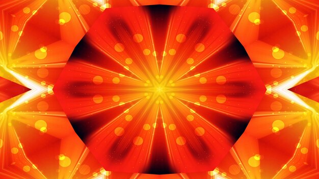 Абстрактная красочная блестящая и гипнотическая концепция Симметричный узор Декоративный декоративный калейдоскоп Движение Геометрический круг и формы звезды