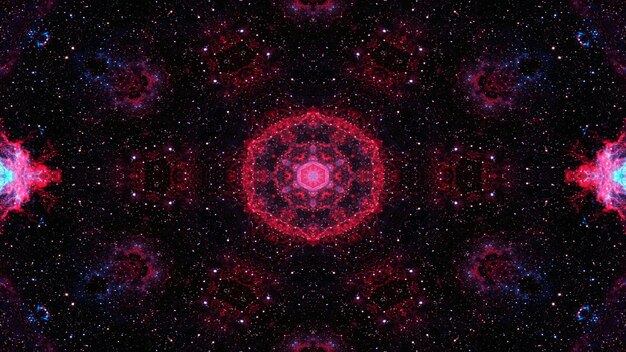 Photo abstract colorful shiny and hypnotic concept symmetric pattern ornamental decorative kaleidoscope movement geometric circle and star shapes