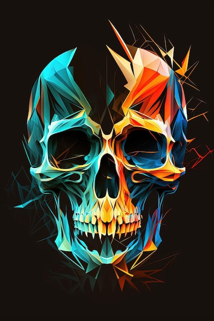 Abstract colorful skull illustration Generative Ai