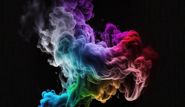 Abstract colorful of smoke background neon light through smoke or fog lighting Generative Ai