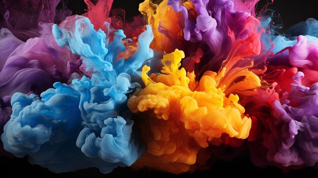 Abstract colorful smoke ink splatter background or Colorful watercolor powder explosion