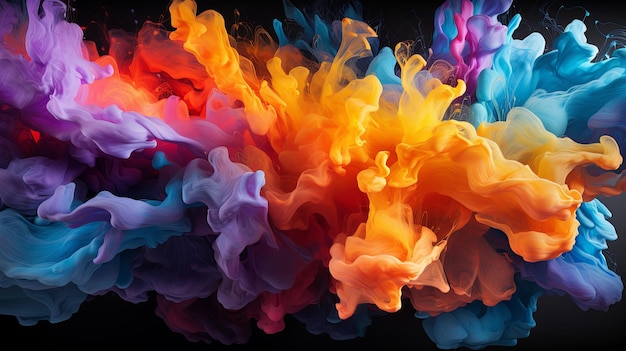 추상적인 다채로운 연기 잉크 스플래터 배경 또는 다채로운 수채화 파우더 폭발