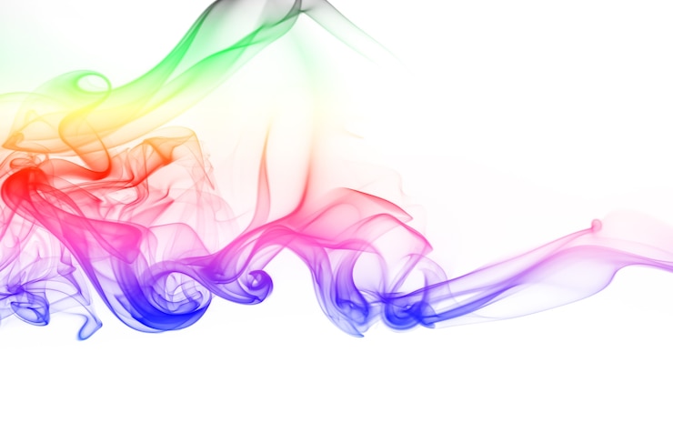 Photo abstract colorful smoke on white background. fire design