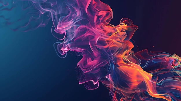 abstract colorful smoke with blue background