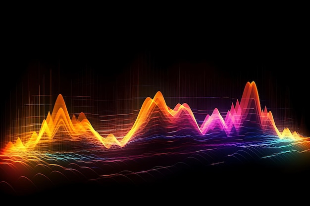 Abstract colorful sound waves on a dark background ai generated