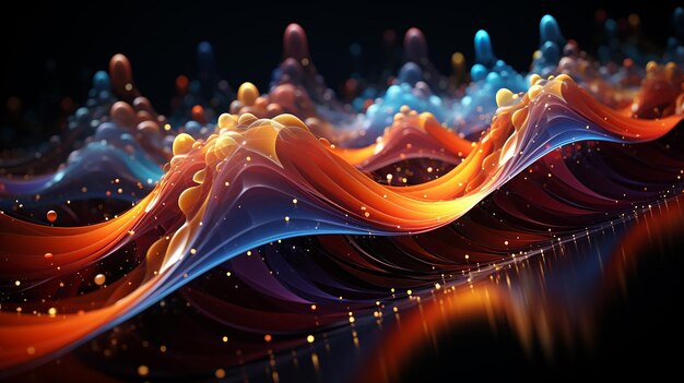 Photo abstract colorful sound waves on dark background