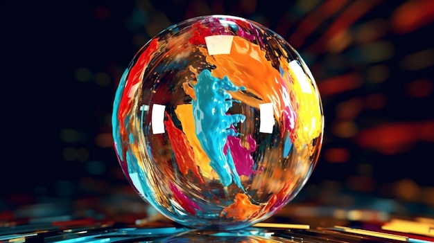 Abstract colorful sphere 3d render 8k UHDGenerative AI