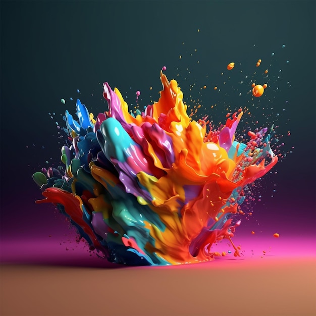 Abstract Colorful Splash 3D achtergrondgenerator