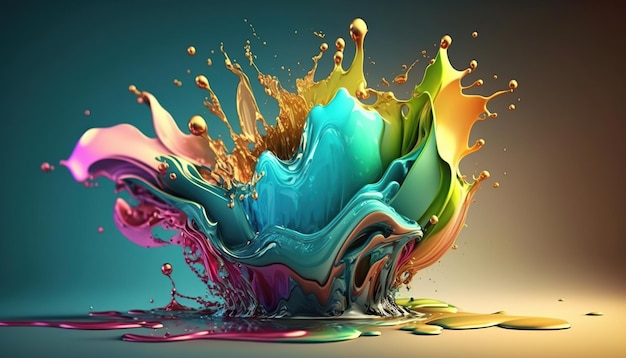 Abstract colorful splash 3d background generative ai background