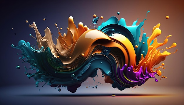 Abstract colorful splash 3d background generative ai background