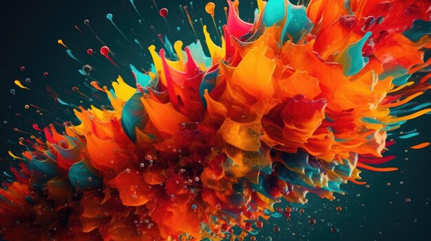 Photo abstract colorful splash resembling floral burstxa