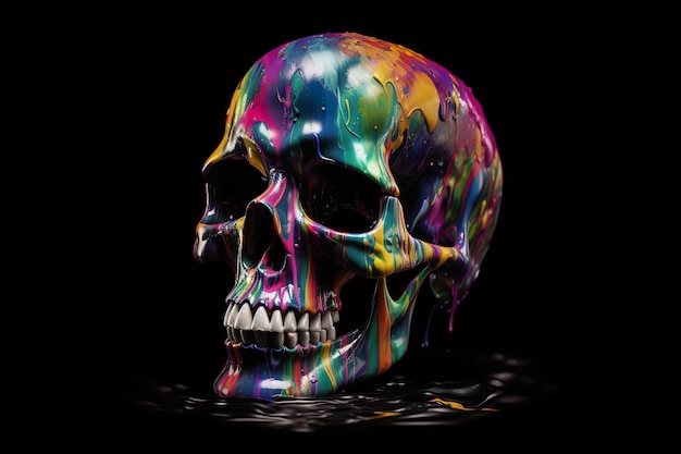 Abstract colorful splash skull Generative ai