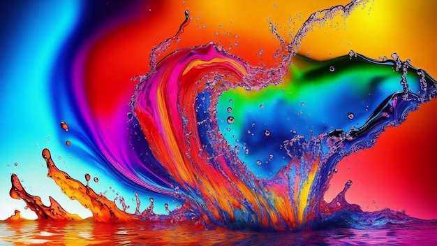 Abstract colorful splash on water wave generative art by ai