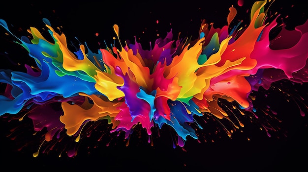 abstract colorful splashing design on black background