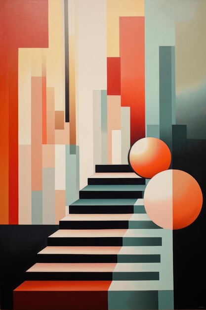 Abstract colorful staircase in modern architecture symbolizes success and creativity