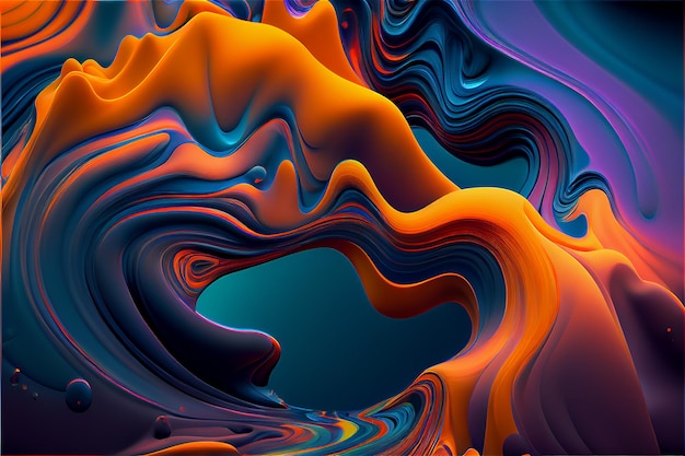 Abstract colorful swirling paint background in a liquid melting texture