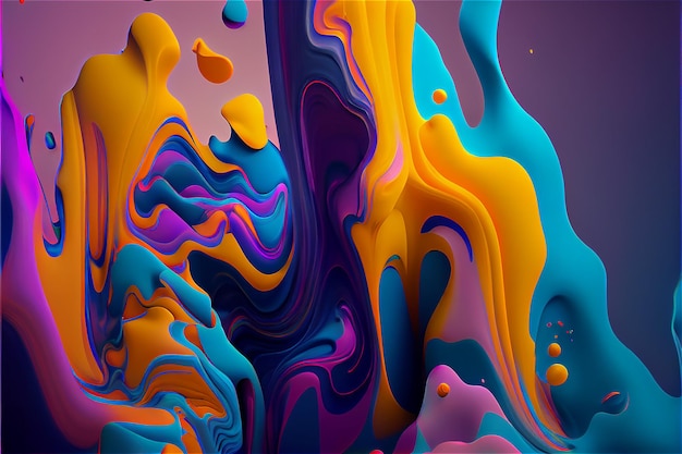 Photo abstract colorful swirling paint background in a liquid melting texture