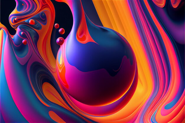 Abstract colorful swirling paint background in a liquid melting texture