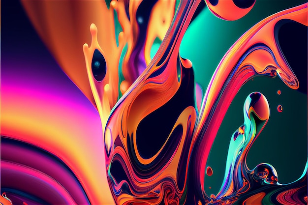 Abstract colorful swirling paint background in a liquid melting texture