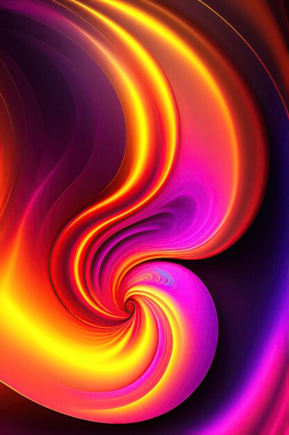 Abstract colorful swirls of glowing pink and yellow fractal shapes fantasy light background
