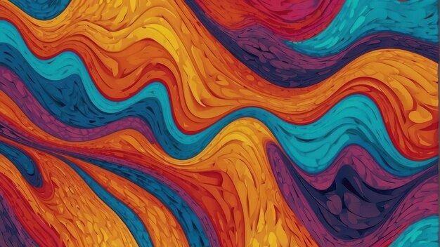 Abstract colorful swirls in vibrant painting