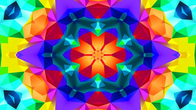 Foto abstract coloroso modello simmetrico ornamentale decorativo kaleidoscopio movimento circolo geometrico e forme stellari