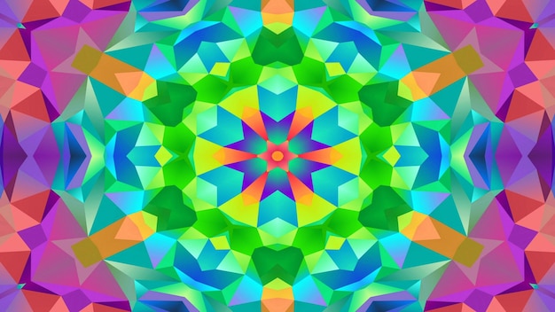 Photo abstract colorful symmetric pattern ornamental decorative kaleidoscope movement geometric circle and star shapes