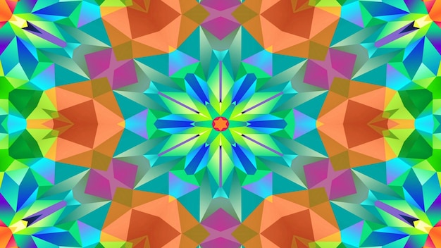 Photo abstract colorful symmetric pattern ornamental decorative kaleidoscope movement geometric circle and star shapes