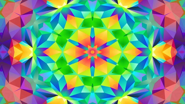 Photo abstract colorful symmetric pattern ornamental decorative kaleidoscope movement geometric circle and star shapes