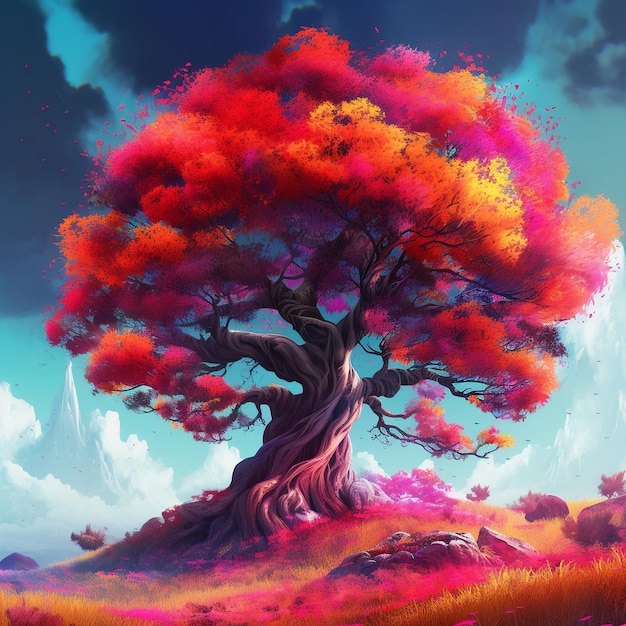 Abstract colorful tree Created with generative Ai technology