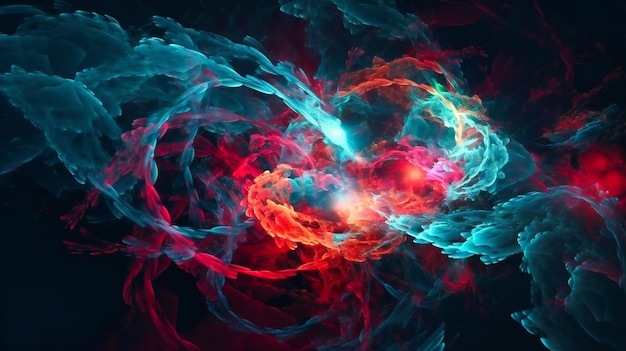 Foto un universo colorato astratto che mostra luci brillanti e sfondi vorticosi di nuvole