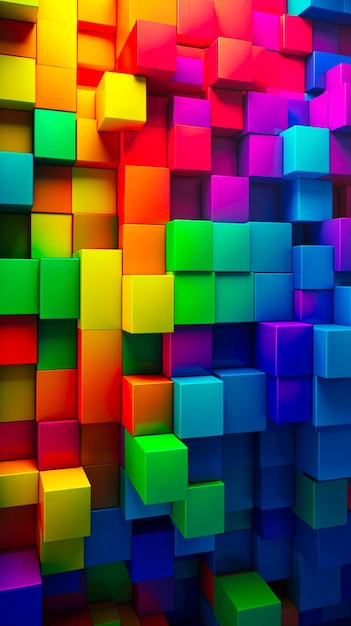 An abstract colorful wallpaper made of blocks generative ai