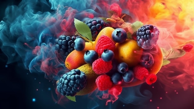 Abstract colorful wallpaper with berry and smoke