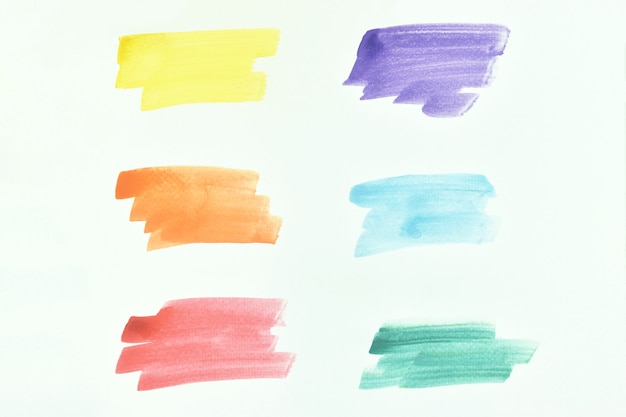Abstract colorful watercolor hand painted strokes set