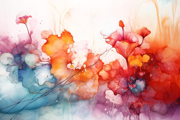 Abstract colorful watercolor splashes on white background Generative ai