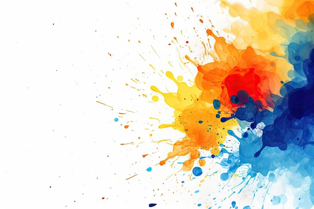 Abstract colorful watercolor splashes on white background illustration Abstract expressionism background with watercolor splashes on the white background AI Generated