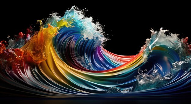 Abstract colorful wave on a black background