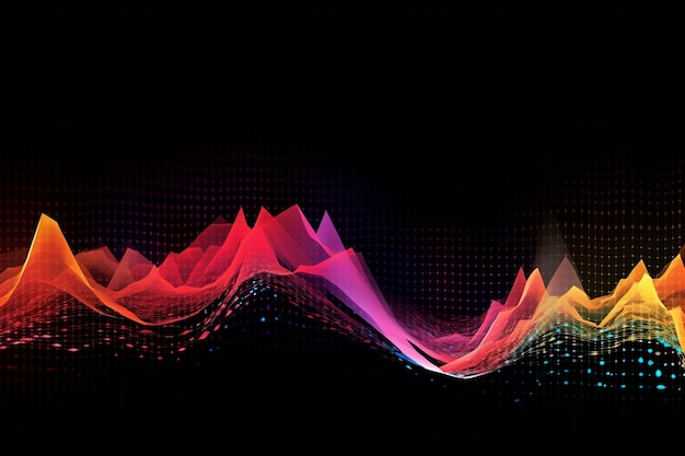 Abstract colorful wave lines on a black background generative ai