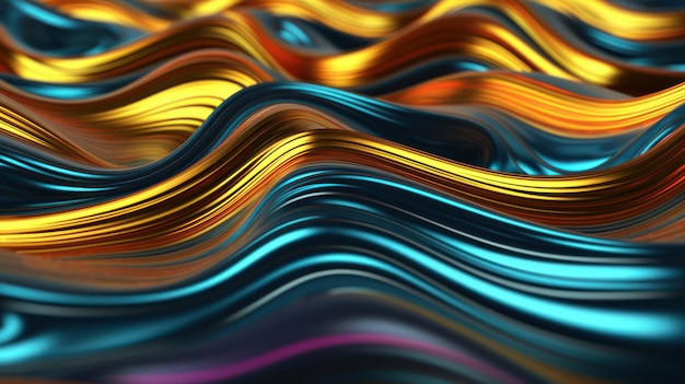 Abstract colorful wave metal wallpaper