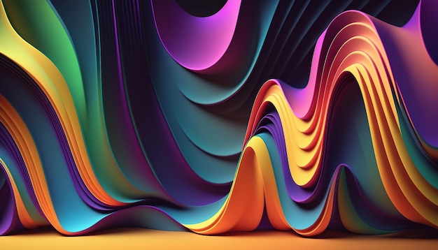 Abstract colorful waves 3d background generative ai background