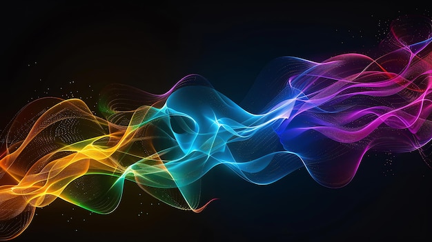 abstract colorful waves on a black background