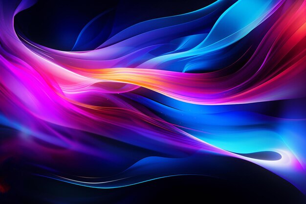 Abstract colorful waves with a black background