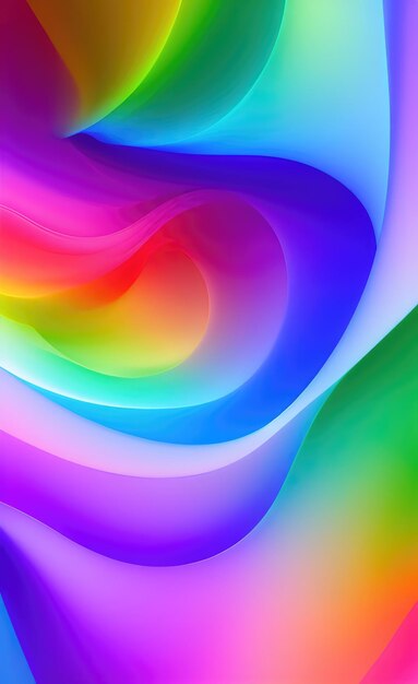 Photo abstract colorful wavy and curvy 3d gradient lines background