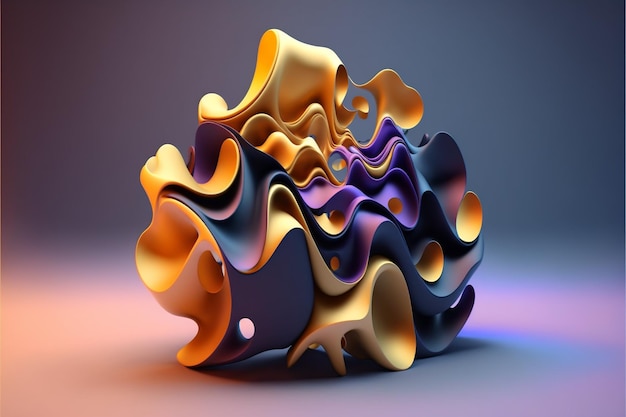 Photo abstract colorful wavy shape 3d illustration