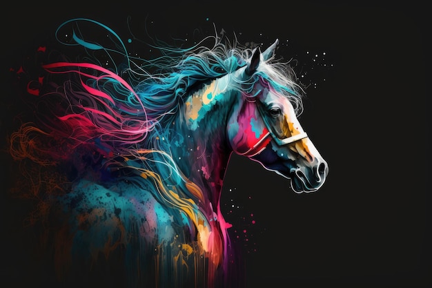 Abstract colorfull horse background ai generative