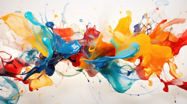 Abstract colour paint splash on white background HD 8K wallpaper