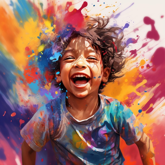 Photo abstract colour splash kid illustration