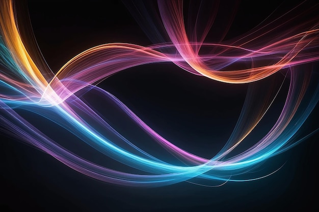 Photo abstract coloured light energy motion trails