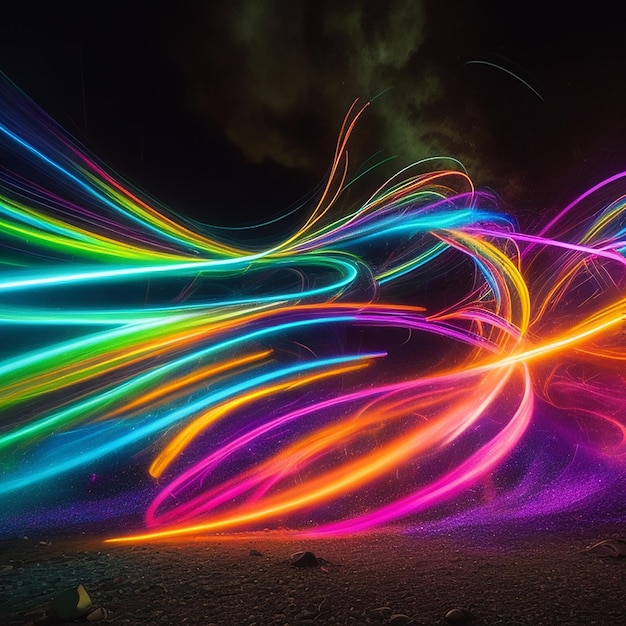 抽象的な色の光エネルギーの動きの軌跡