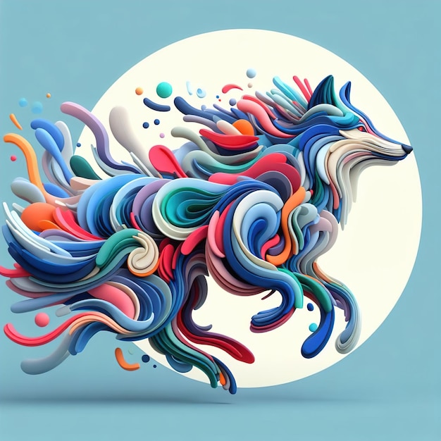 abstract colourful background with a lion head and a circle